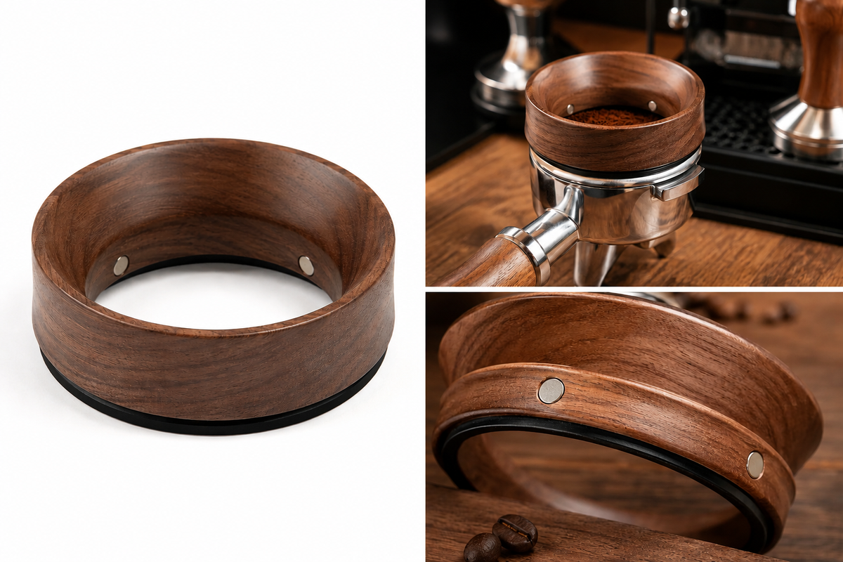 Mess-Free Wooden Coffee Grounds Dosing Funnel