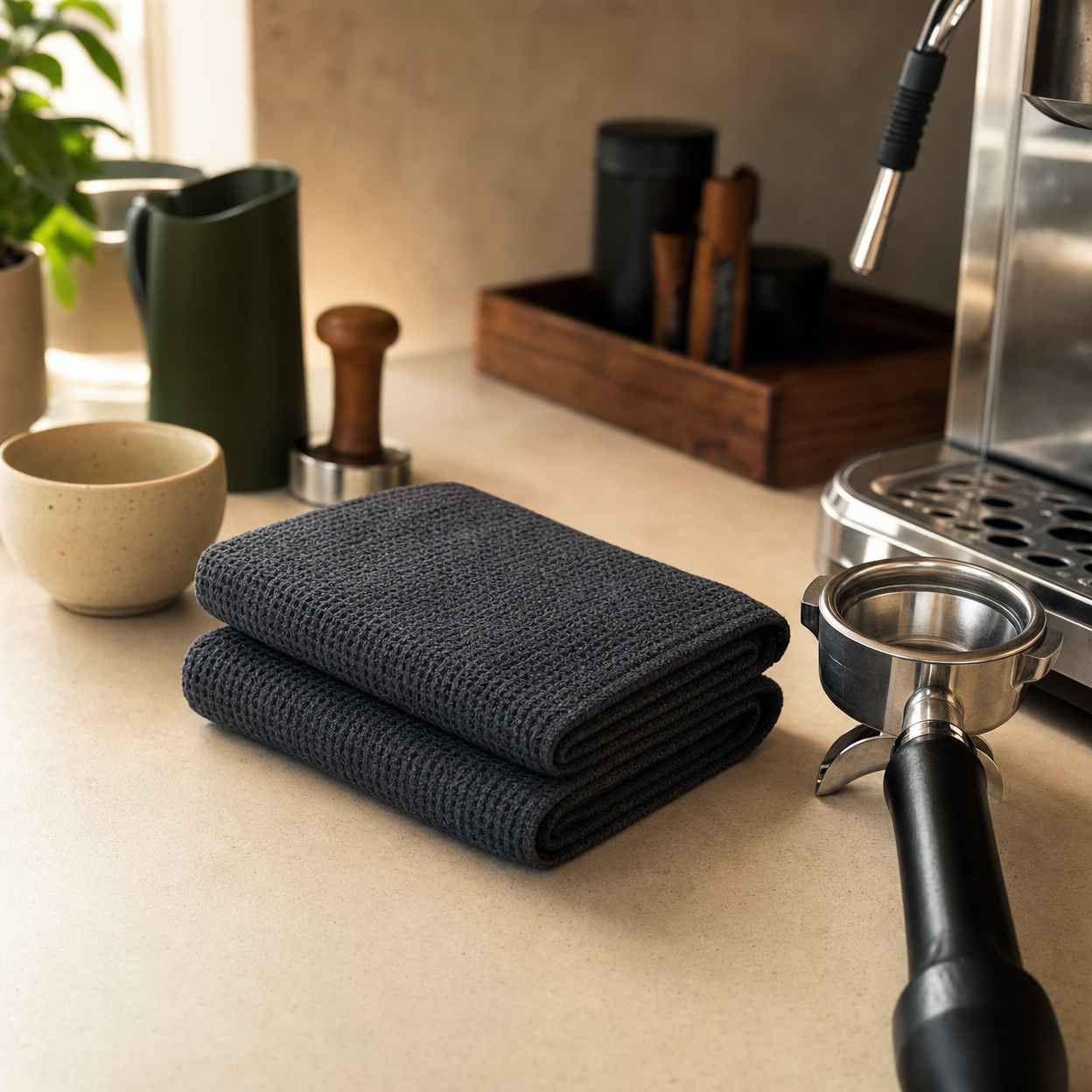 Premium Barista Microfiber Cleaning Cloths - Streak-Free Espresso Machine & Coffee Station Wipes (Set of 2)