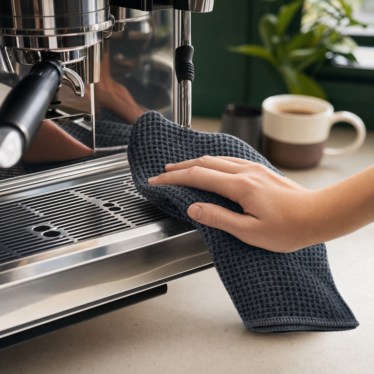 Premium Barista Microfiber Cleaning Cloths - Streak-Free Espresso Machine & Coffee Station Wipes (Set of 2)